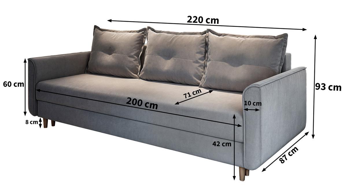 BETTSOFA NAPOL Beige Plüsch-Stoff mit Schlaffunktion - Beige, Textil (220/93/87cm) - MASSENO