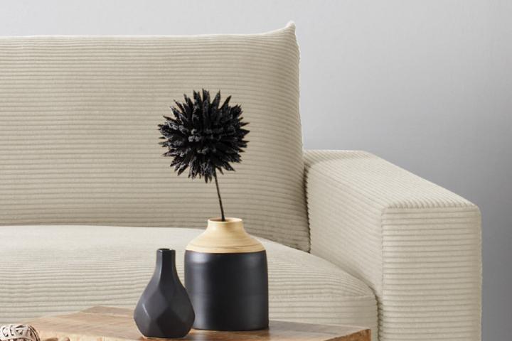 Wohnlandschaft Creme Cord Bezug Armlehnen