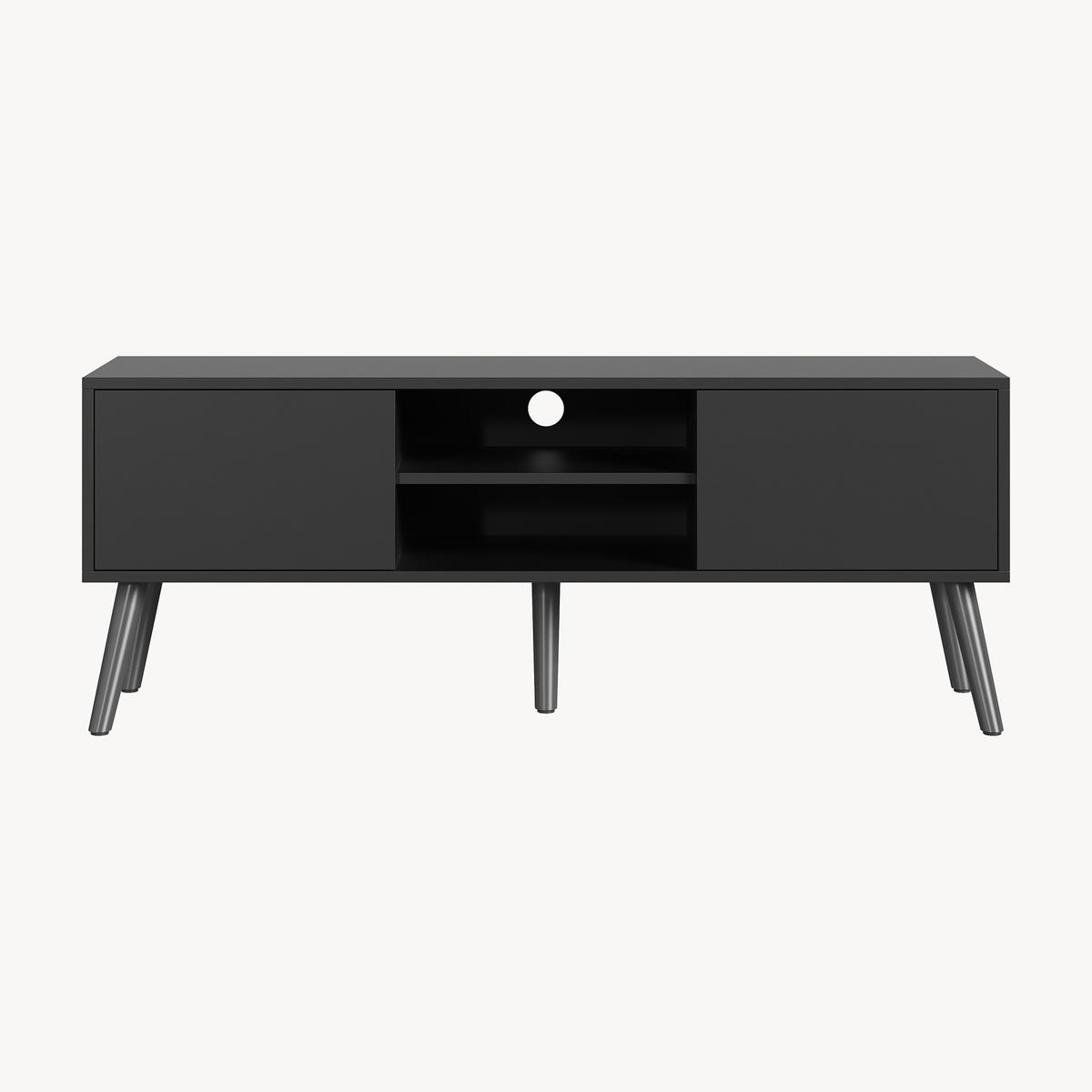 LOWBOARD Eskilstuna - Dunkelgrau, Holz/Holzwerkstoff (120/46.5/29.5cm) - [en.casa]