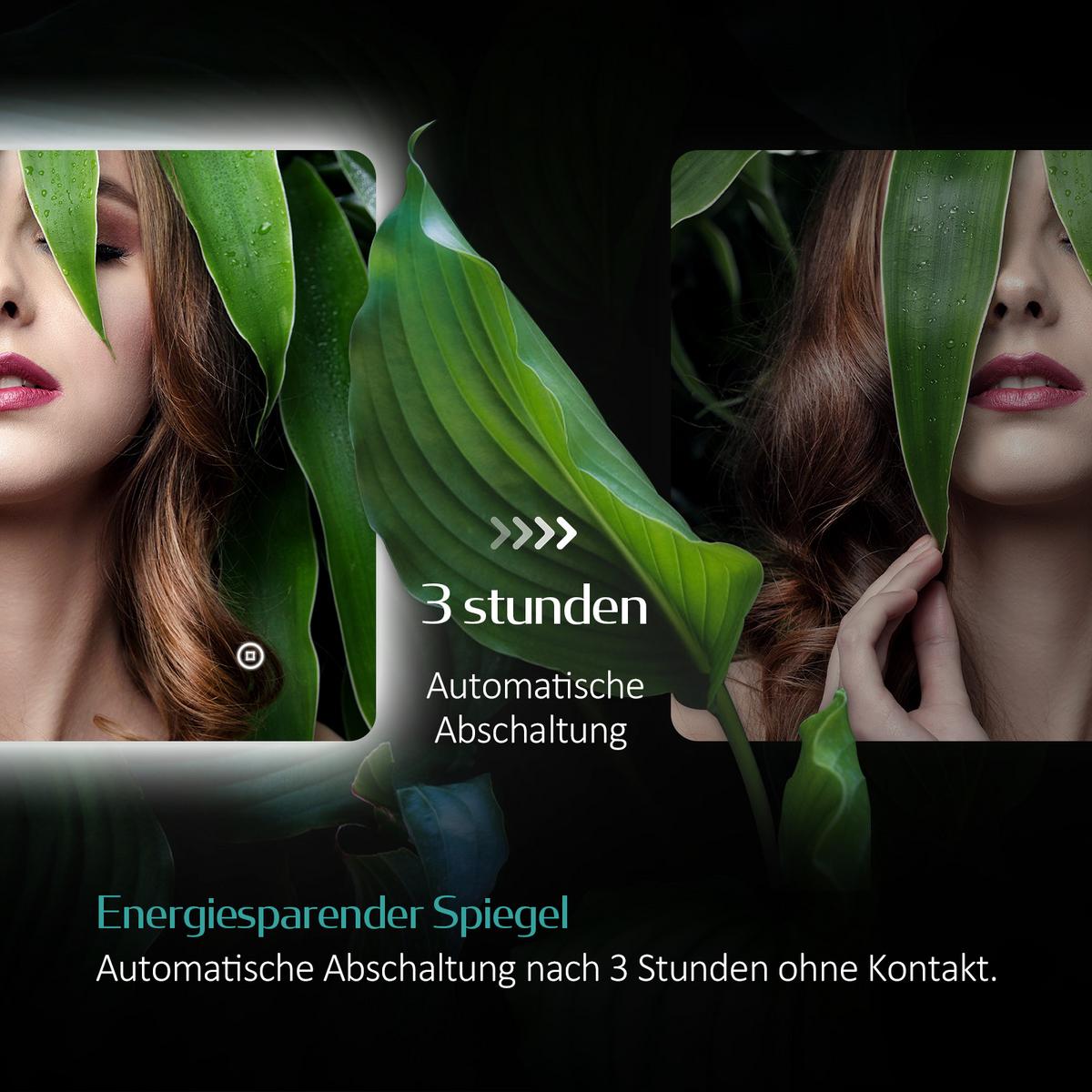 BADSPIEGEL LED abgerundet Kaltweiß Touch-Schalter Dimmbar 70/50 cm - Transparent, Glas (70/50/3cm) - EMKE