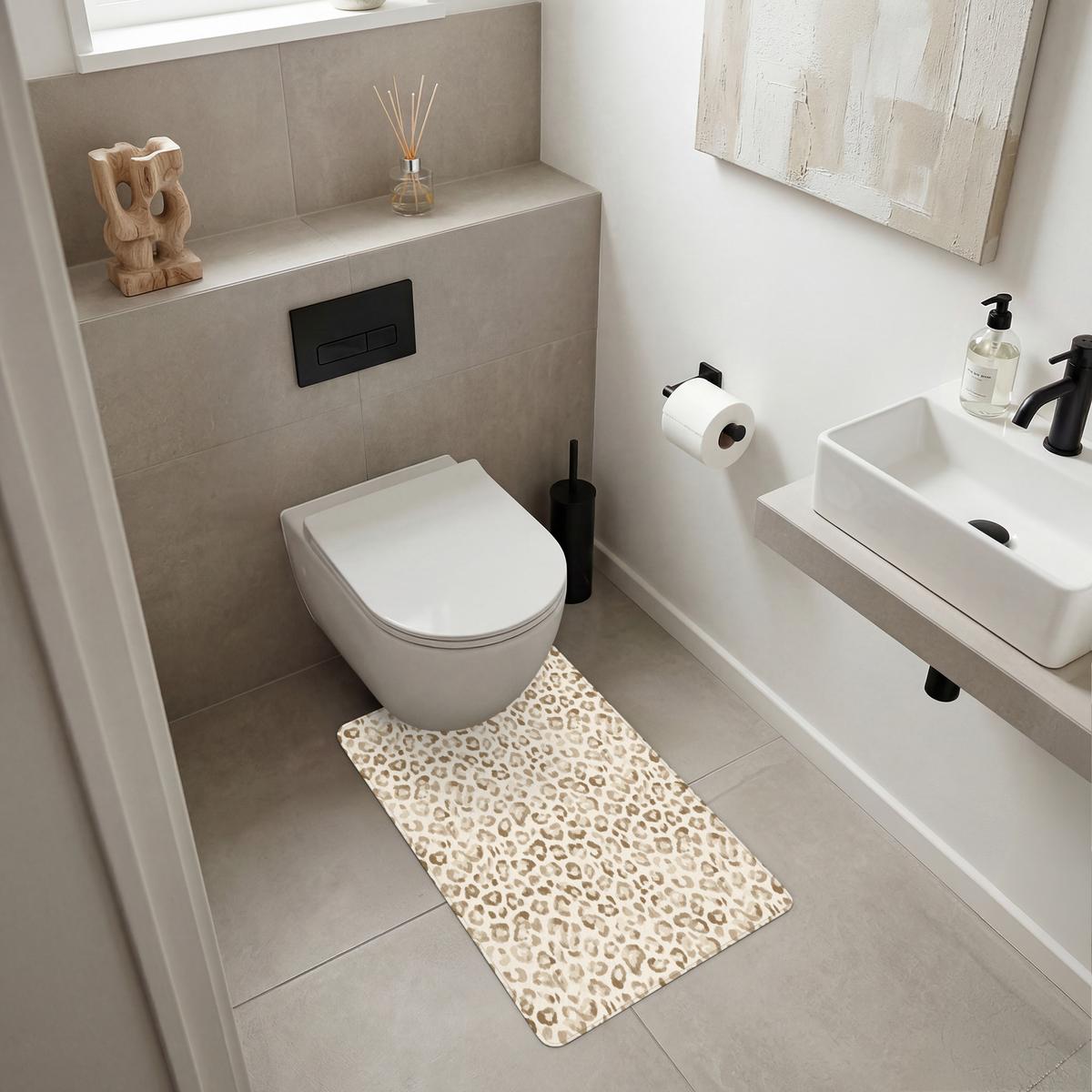 WC-VORLEGER Leopard - Klassisch - Beige WC Teppich 50x80 cm - Hellbraun, Textil (50/1cm) - OnlyWow