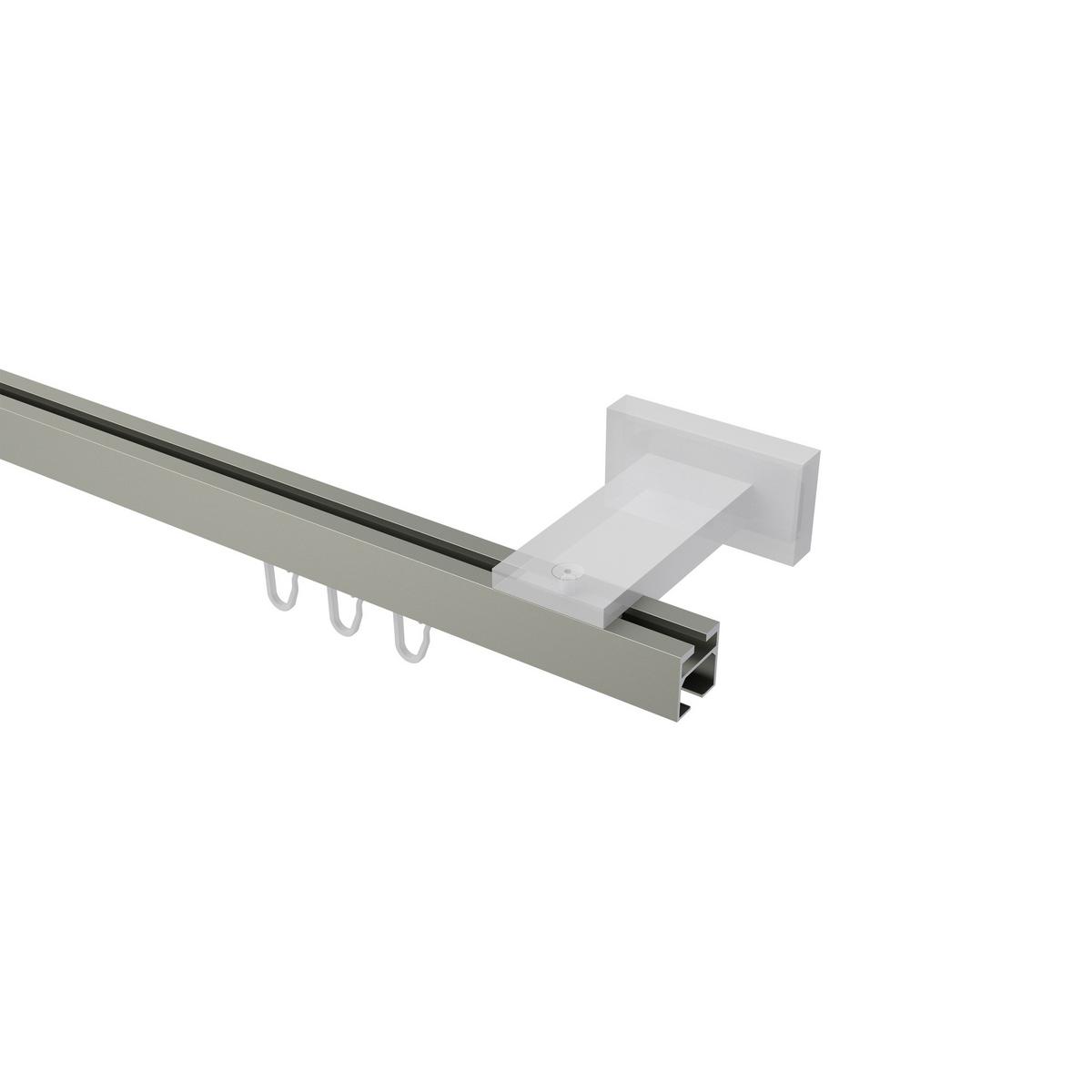 GARDINENSTANGE INNENLAUF Quadline Cubes 160 cm, 1-läufig, 20x20 mm Satin-Silber - Silberfarben, Metall (160cm) - INTERDECO