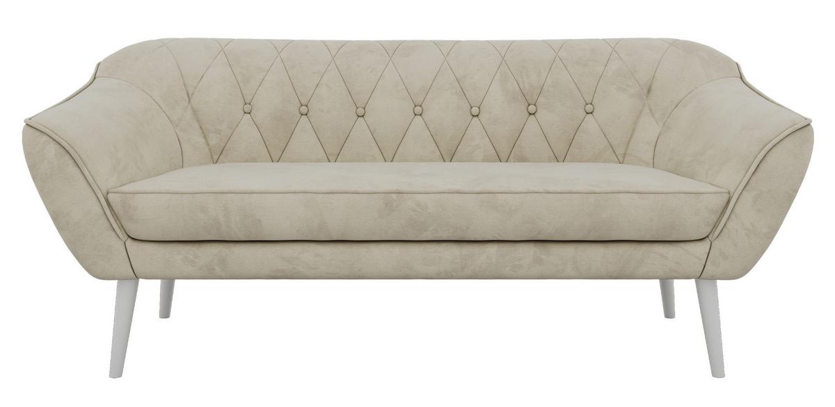 3-SITZER-SOFA PIRS - Beige Velvet - Weiße Beine - Beige/Weiß, Holzwerkstoff/Textil (180/75/74cm) - MKS