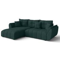 ECKSOFA L Form Verciani Grün 280/190/91 cm mit Schlaffunktion - Schwarz/Grün, Kunststoff/Textil (280/190cm) - AX Living