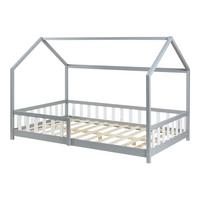 HAUSBETT Hesel - Grau, Holz (120/200cm) - [en.casa]