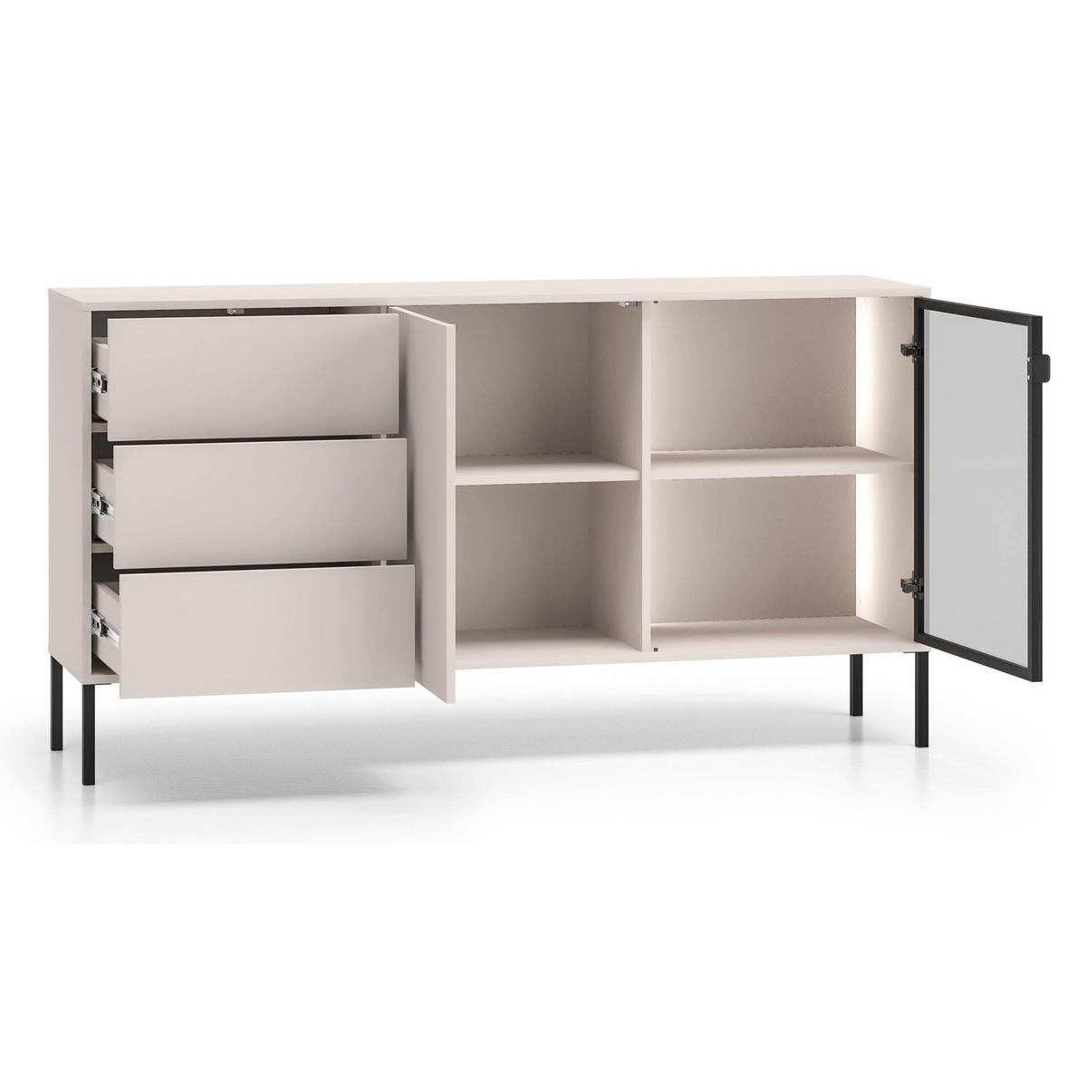 SIDEBOARD Barnee Kaschmir 160 cm - Taupe/Schwarz, Holzwerkstoff/Metall (160/86/40cm) - Selsey