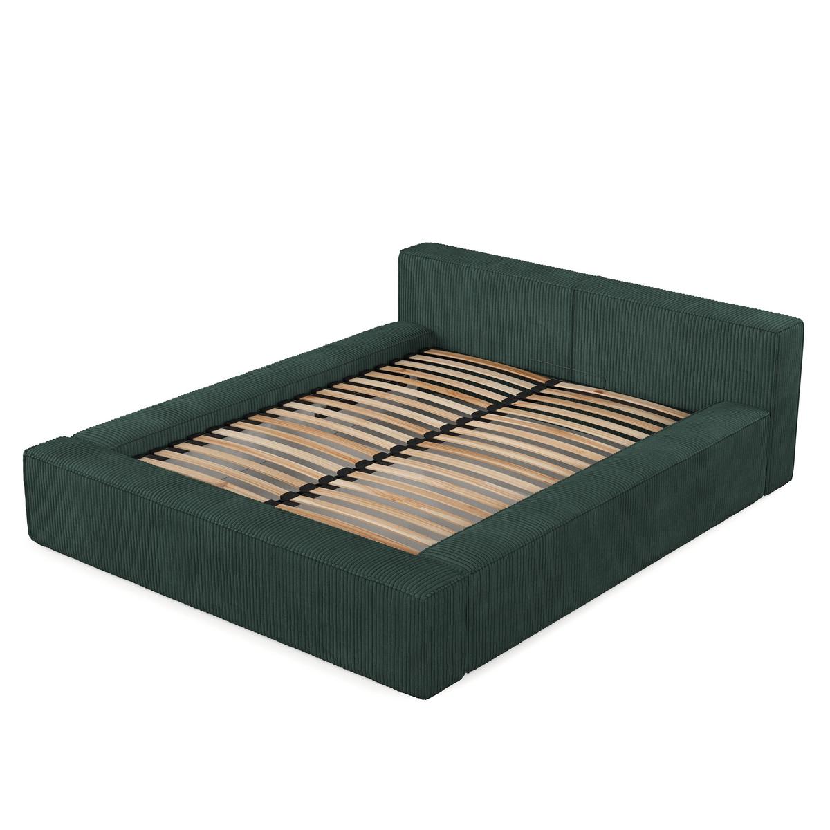 POLSTERBETT Casto mit Stauraum 200/200 cm Grün im Poso Stoff - Schwarz/Naturfarben, Holz/Holzwerkstoff (200/200cm) - AltaBeds