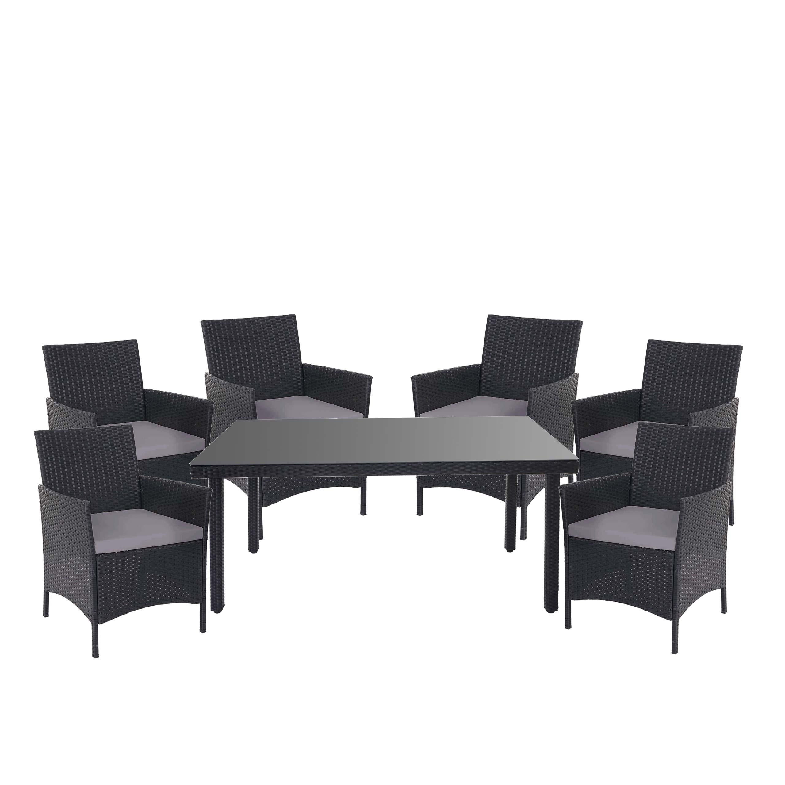 POLY-RATTAN-GARNITUR Anthrazit - Anthrazit, Kunststoff - MCW