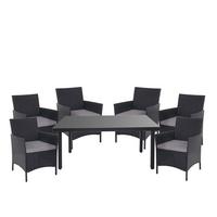 POLY-RATTAN-GARNITUR Anthrazit - Anthrazit, Kunststoff - MCW