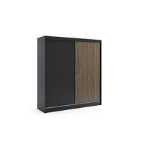 KLEIDERSCHRANK VILAN mit Lamel - 200 cm - Schwarz|Eiche Wotan - Eiche Wotan/Schwarz, Holzwerkstoff (200/215/61cm) - ALTDECOR