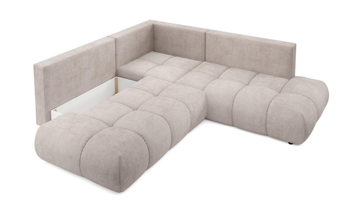 ECKSOFA DUCA II R-S Beige Chenille mit Schlaffunktion - Beige, Holz (266.5/266.5cm) - MASSENO