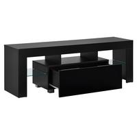 TV-ELEMENT Grimsey - Schwarz Hochglanz, Glas/Holzwerkstoff (130/45/35cm) - [en.casa]
