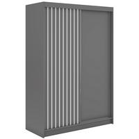 SCHWEBETÜRENSCHRANK mit Lamellen LUMOS - 150 - Grau und Weiß - Alufarben/Weiß, Holzwerkstoff/Metall (150/216/61cm) - MKS