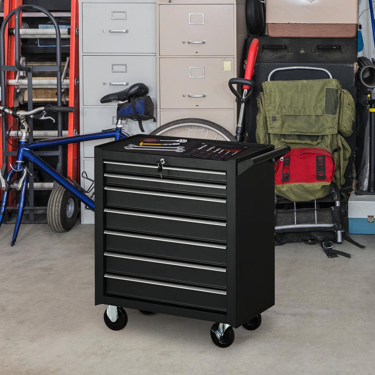 WERKSTATTWAGEN Stahl Schwarz - Schwarz, Metall (33/75/69cm) - DURHAND
