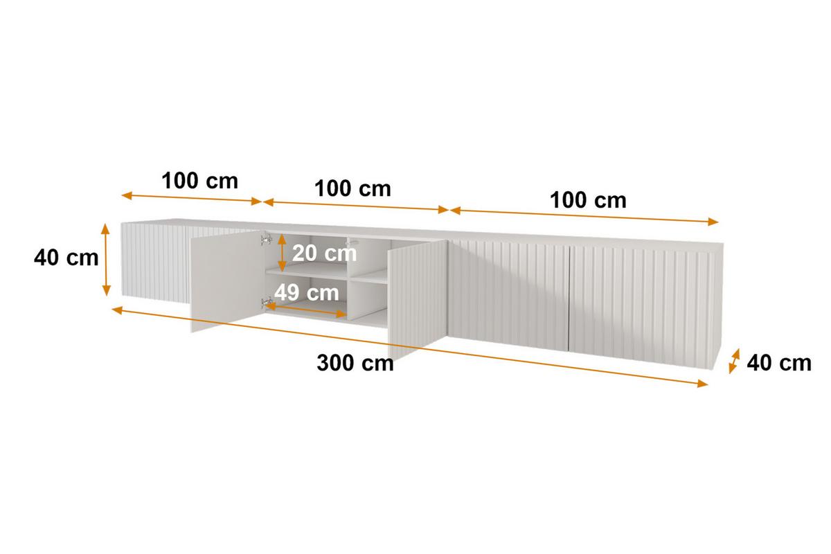 LOWBOARD KITO-W 3x100x40x40 cm - Weiß - Weiß, Holzwerkstoff (300/40/40cm) - ALTDECOR
