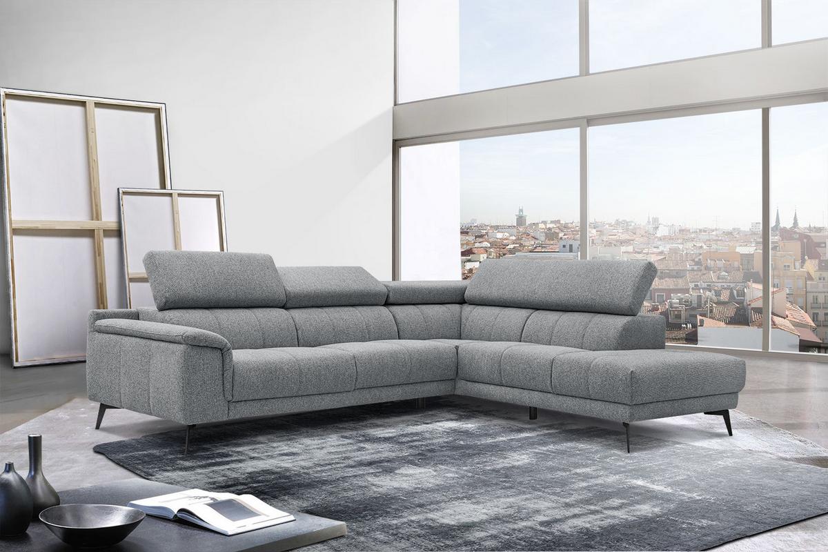 ECKSOFA FIERO 5-Sitzer, grau - Schwarz/Grau, Holzwerkstoff/Textil (290/228cm) - Wozimo