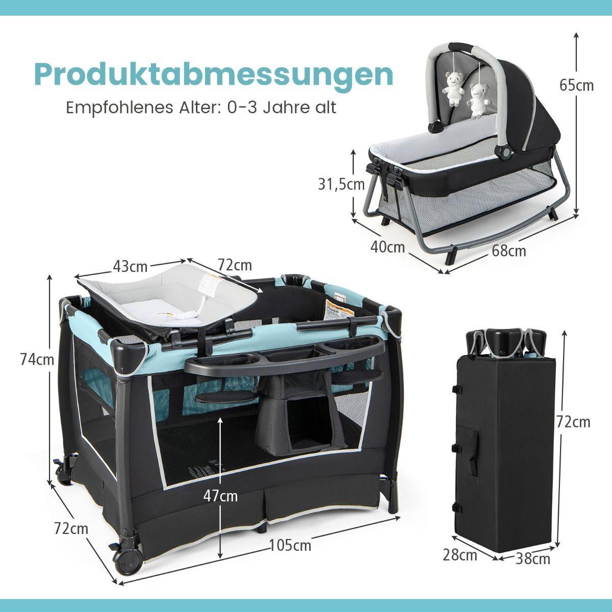 REISEBETT mit Matratze grün - Grün, Textil - COSTWAY