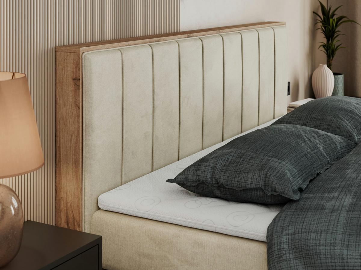 BOXSPRINGBETT BELLISSIMO KING 180/200 Beige Velvet - H4 - Beige, Holz/Textil (180/200cm) - MKS
