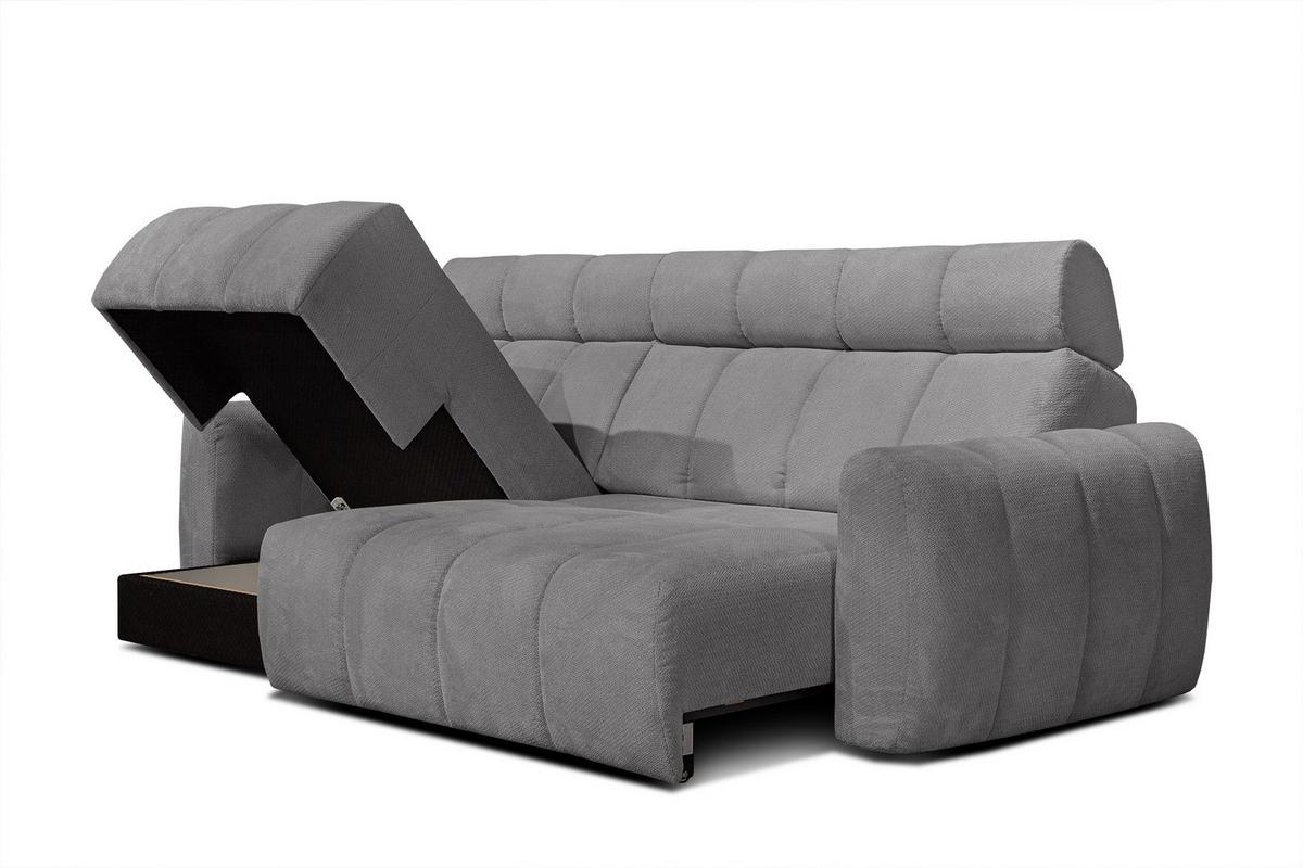 ECKSOFA KIMI 3-Sitzer, ausziehbarer Sitz, verstellbare Kopfstützen, grau - Schwarz/Grau, Holzwerkstoff/Textil (270/160cm) - Wozimo