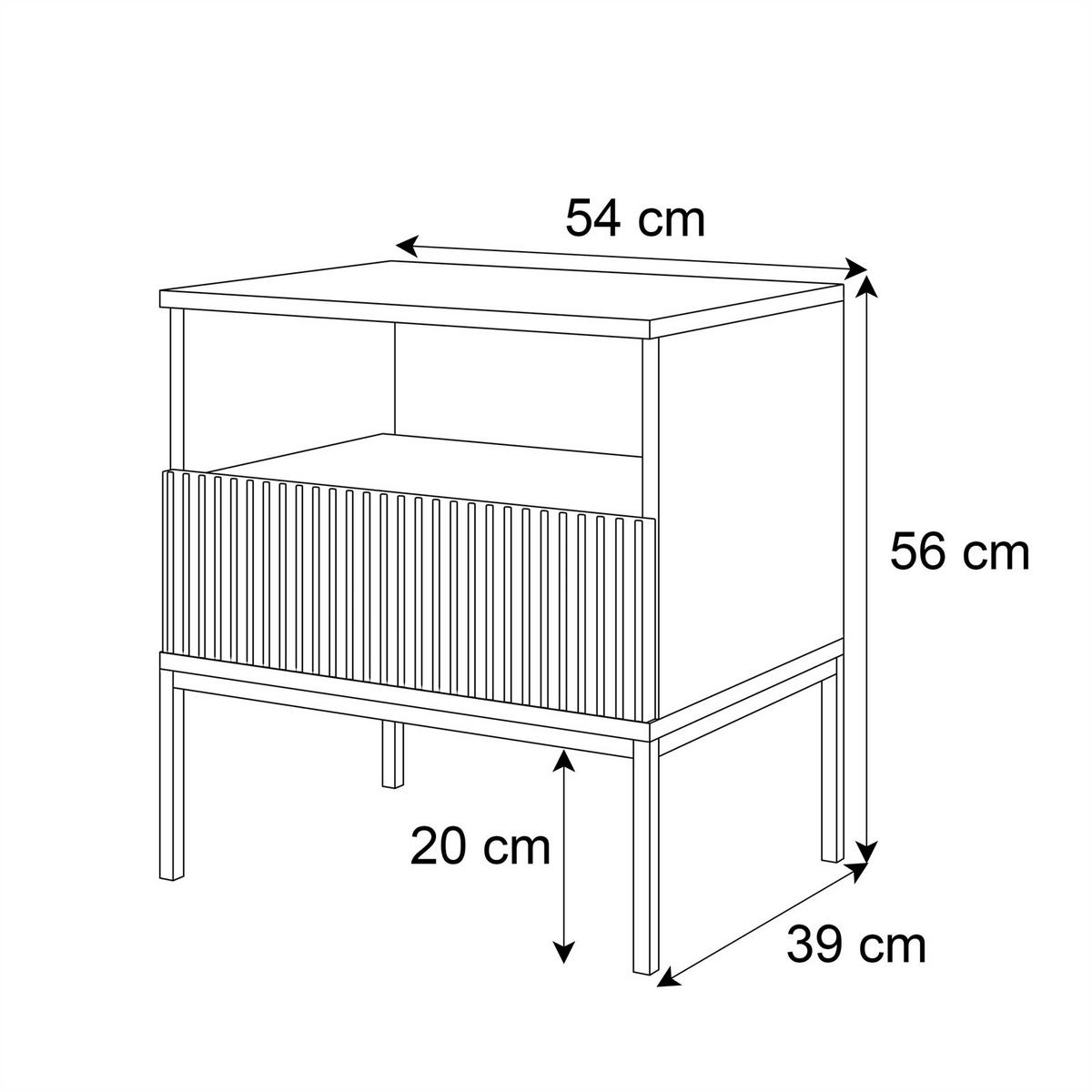 NACHTTISCH ECLIPSE S54 mit LED-Beleuchtung,KASCHMIR - Kaschmir, Holzwerkstoff (54/56/39cm) - Lookway