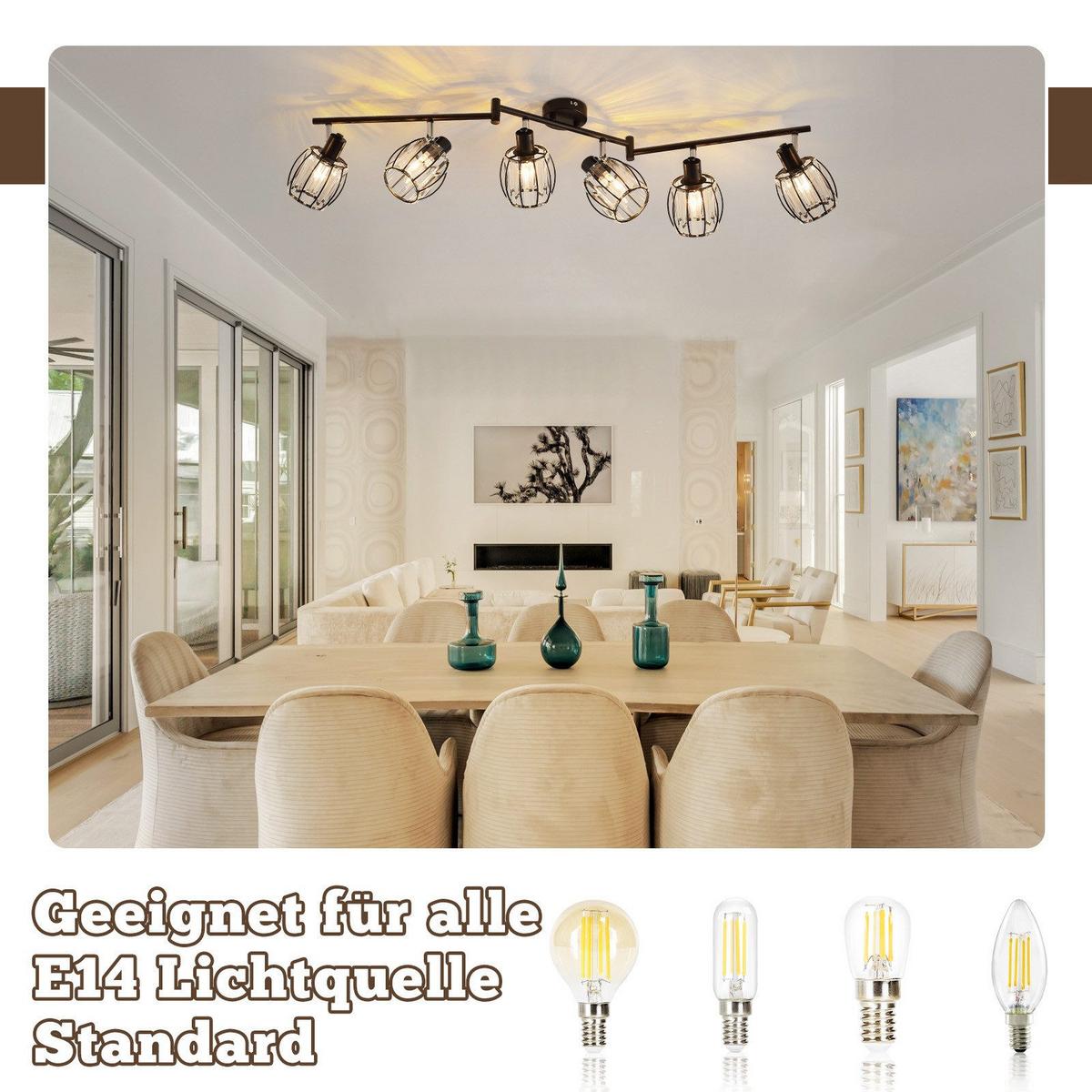 DECKENSTRAHLER Letourneau 6-flammig 103/57/21cm - Schwarz, Metall (103/57/21cm) - Nettlife