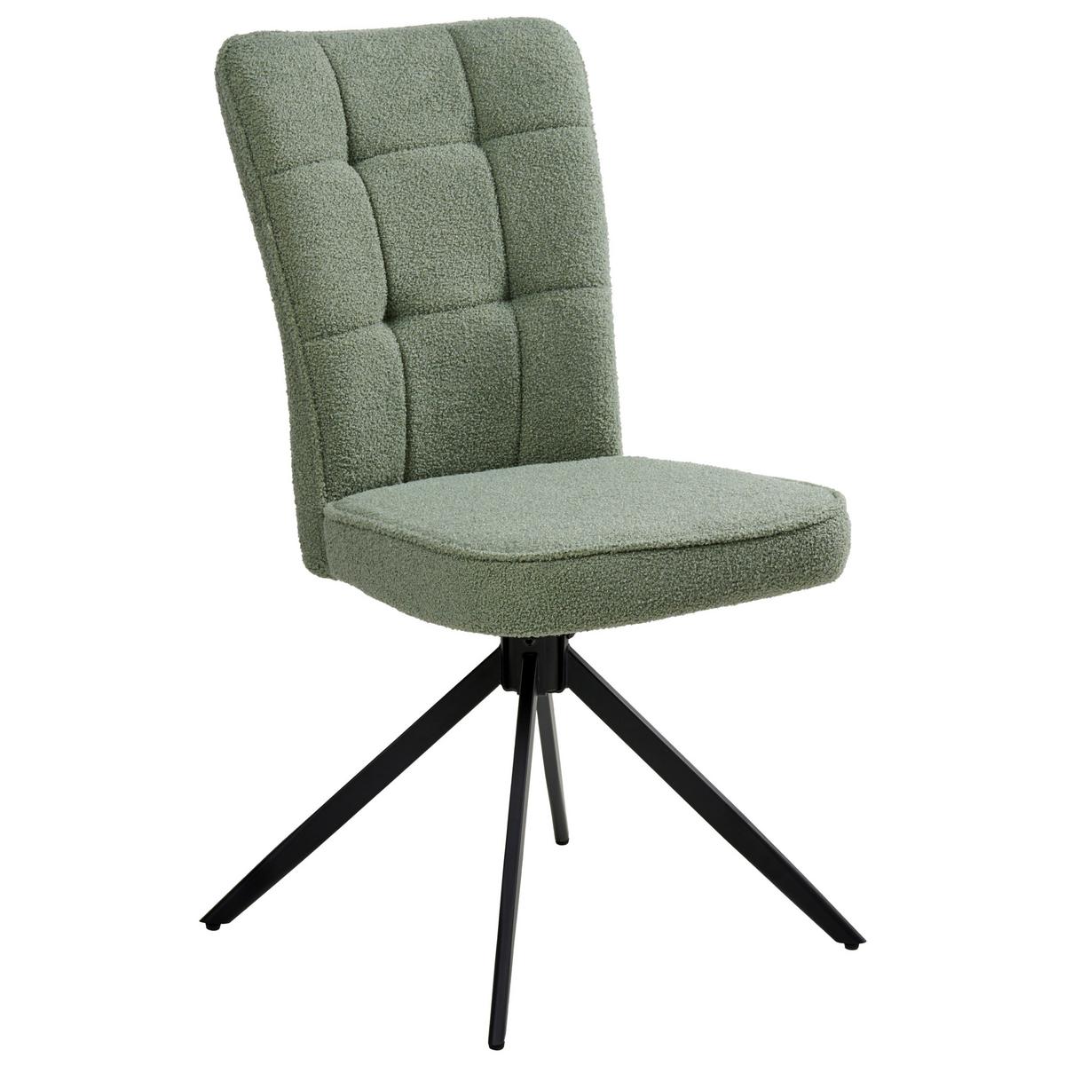 ESSZIMMERSTUHL 2er-Set drehbar Bouclé Hellgrün Ryan - Hellgrün, Textil (51/91/69cm) - Beliani