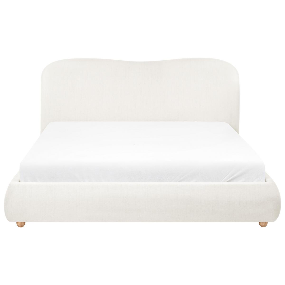 BETT mit Stauraum 160/200 cm Stoff Cremeweiß Blagnac - Creme, Textil (160/200cm) - Beliani