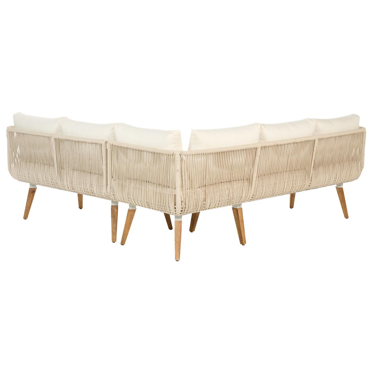 LOUNGE-SET 5-Sitzer Akazienholz Beige Alcamo - Beige, Holz - Beliani