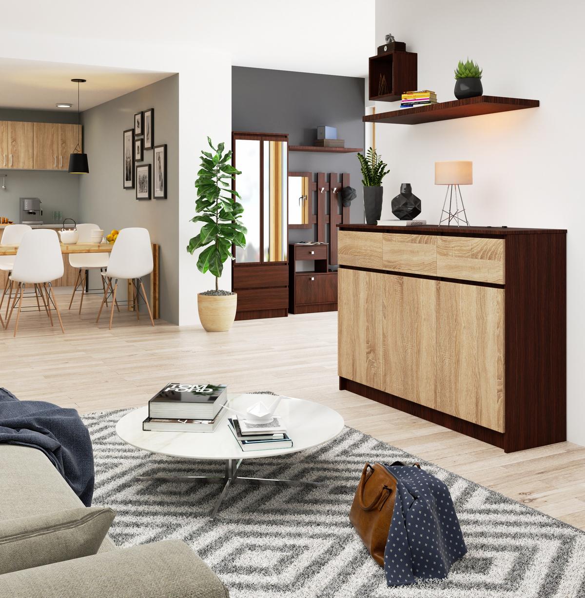 KOMMODE Dunkelbraun, Eiche Sonoma 99/138/40 - Hellbraun, Holzwerkstoff (138/99/40cm) - RAUMHIRSCH FURNITURE