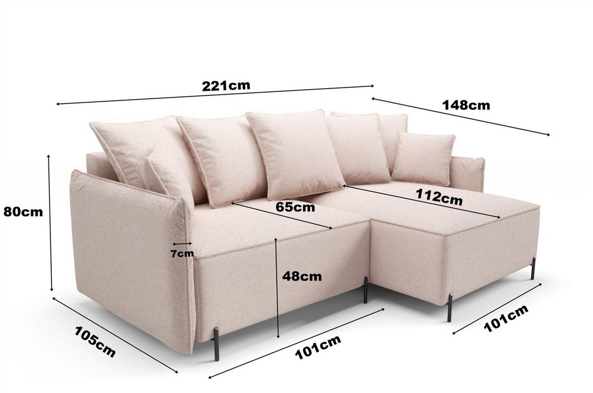 ECKSOFA Betto - Beige, Holzwerkstoff/Textil (221/148cm) - Fun Möbel