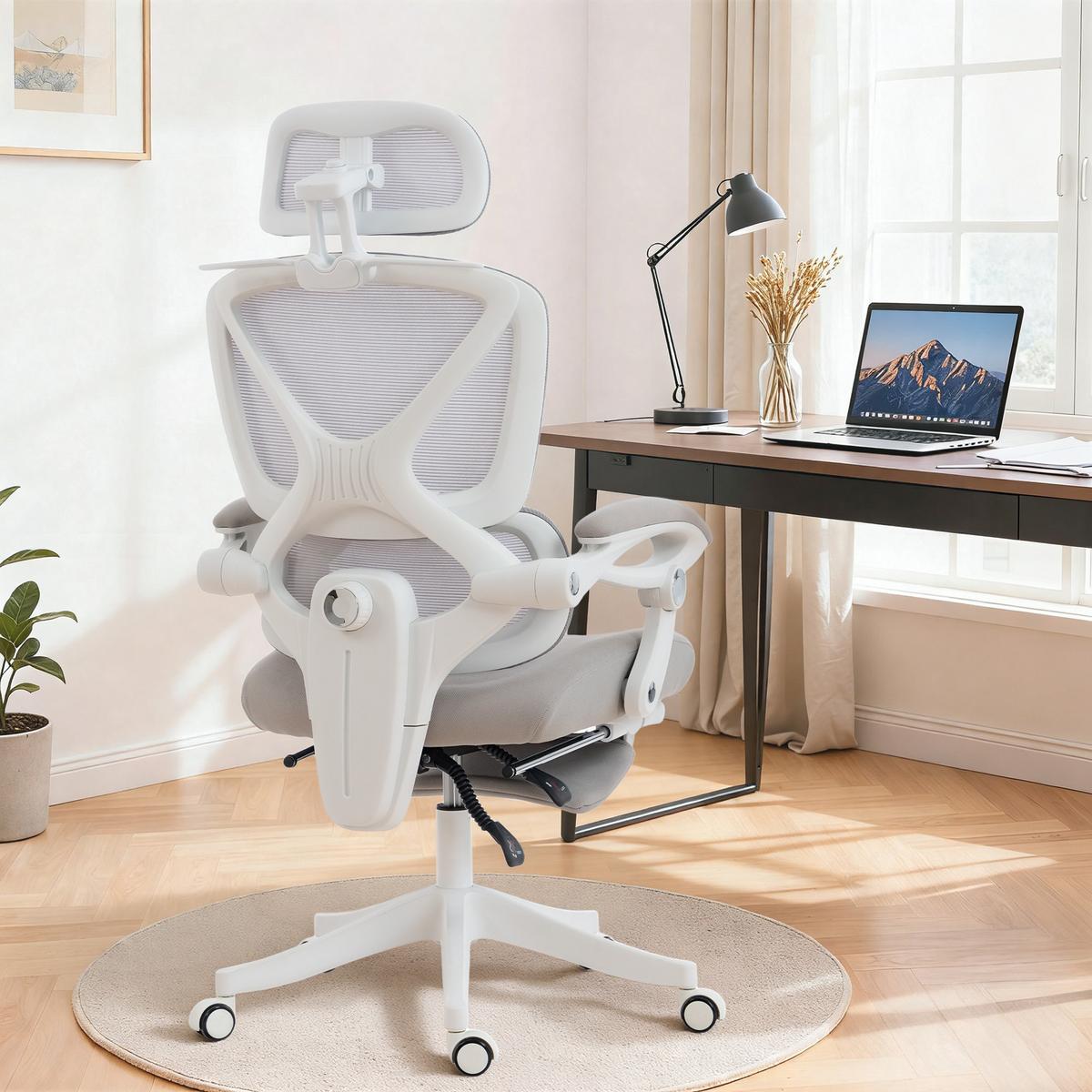BÜROSTUHL Polyester Hellgrau - Hellgrau, Kunststoff/Textil (71/129/70cm) - HOMCOM