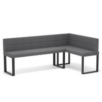 ECKBANK rechts SANA U Webstoff gesteppt, 142/196 cm Dunkelgrau - Dunkelgrau, Textil/Metall (142/196cm) - Idohome
