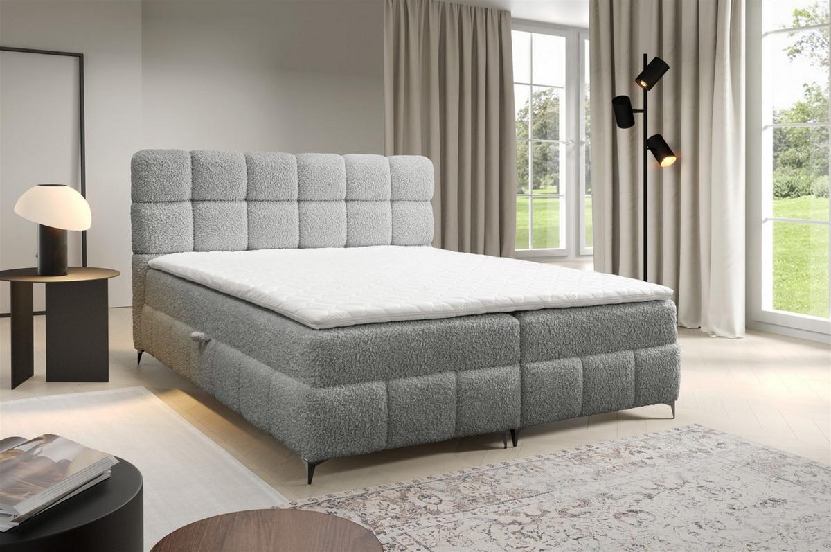 BOXBETT Sophie In Rolf - Hellgrau, Holzwerkstoff/Textil (180/200cm) - Fun Möbel