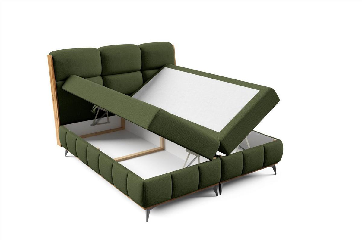 BOXBETT Charlie - Grün, Holzwerkstoff/Textil (140/200cm) - Fun Möbel