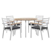 GARTENMÖBEL SET 4-Sitzer Aluminium weiß Auflagen grau Cavoli - Hellbraun/Weiß, Metall - Beliani