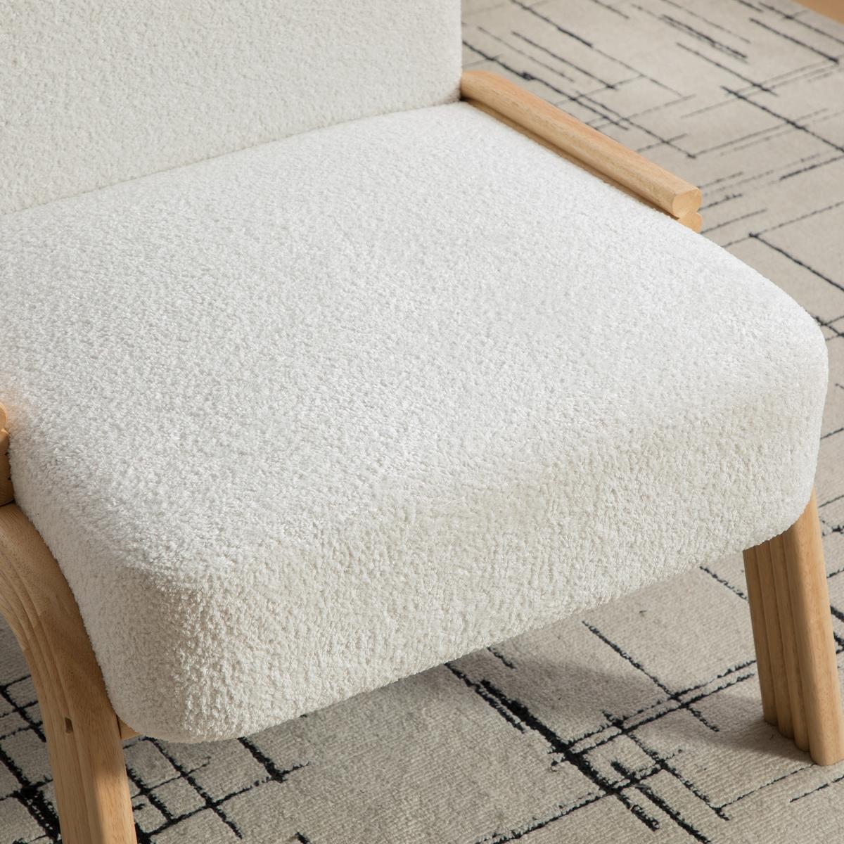 SESSEL aus chenille und massivholz, skandinavisches design und armlos - Creme, Textil (72/78/61cm) - Urban Meuble