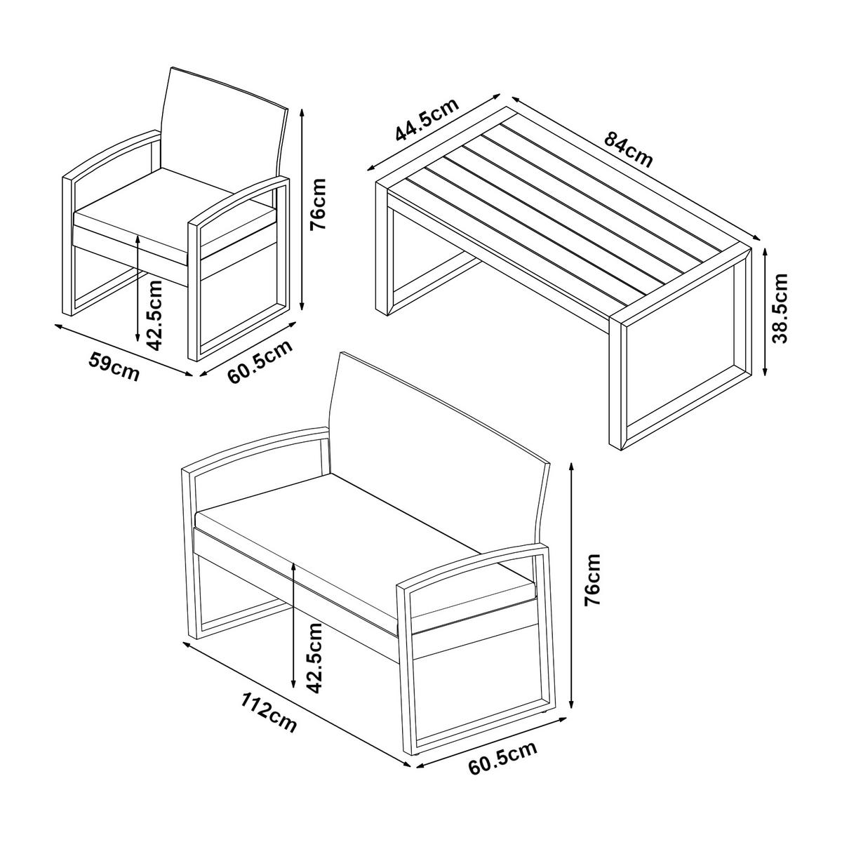 LOUNGE-SET 4 TLG. Calciano - Beige/Braun, Kunststoff/Metall - casa.pro