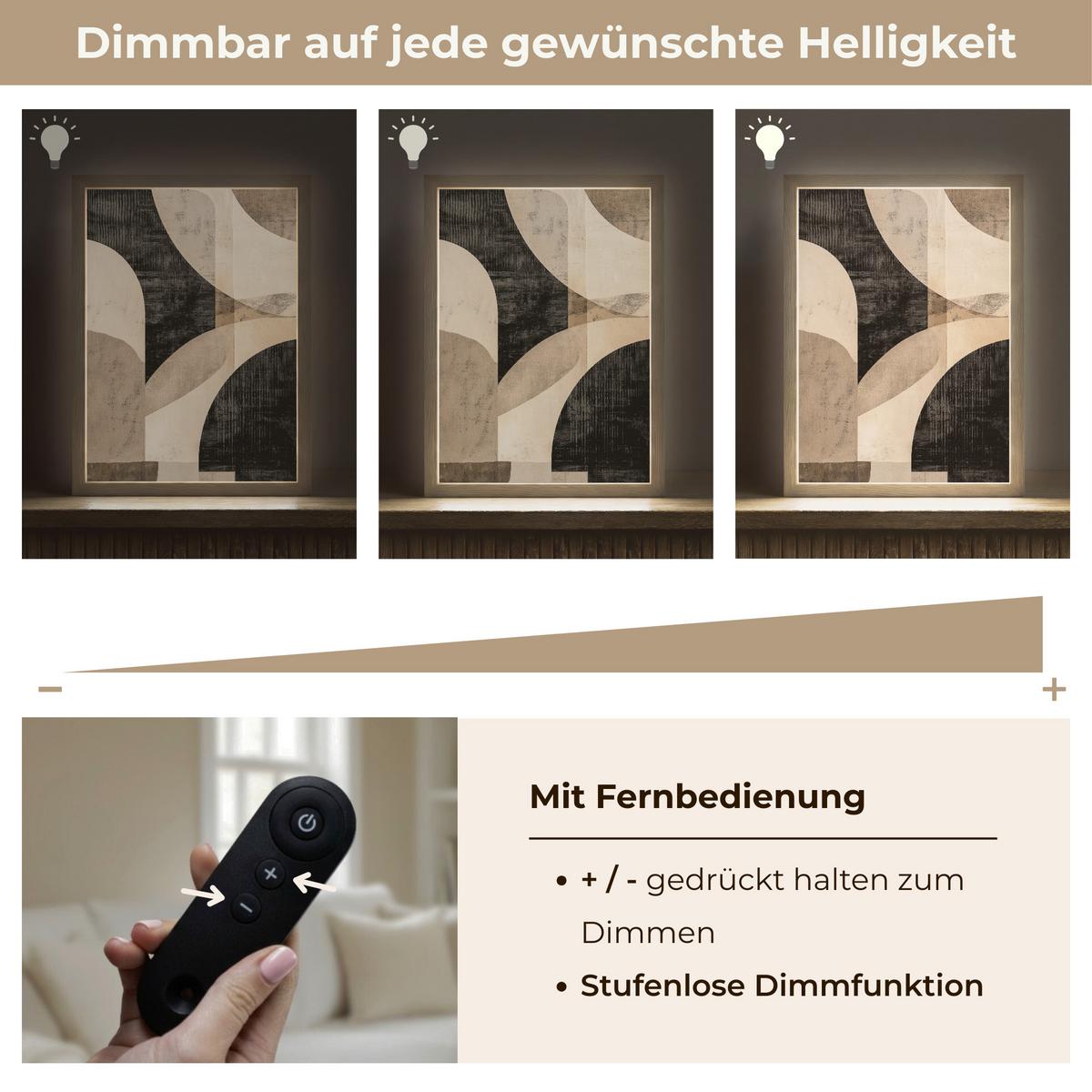 WANDLEUCHTE MIT AKKU Abstrakt - Formen - Modern - Beige 30x40 cm - Grau, Holzwerkstoff (30/40/8cm) - OnlyWow