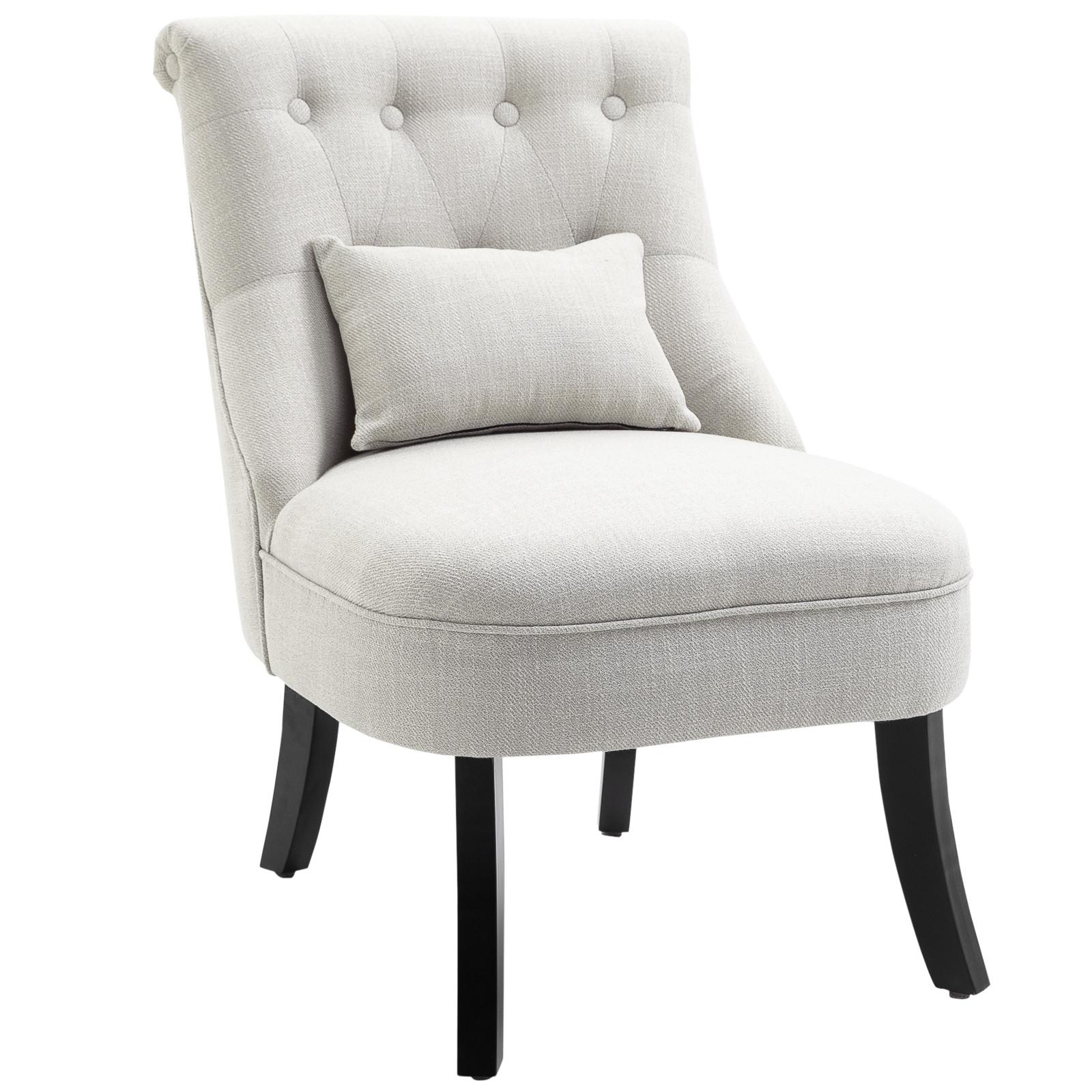 RELAXSESSEL, Sessel mit Rückenkissen, Loungesessel mit Leinenoptik - Weiß, Textil (69/77/52.5cm) - HOMCOM