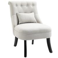RELAXSESSEL, Sessel mit Rückenkissen, Loungesessel mit Leinenoptik - Weiß, Textil (69/77/52.5cm) - HOMCOM