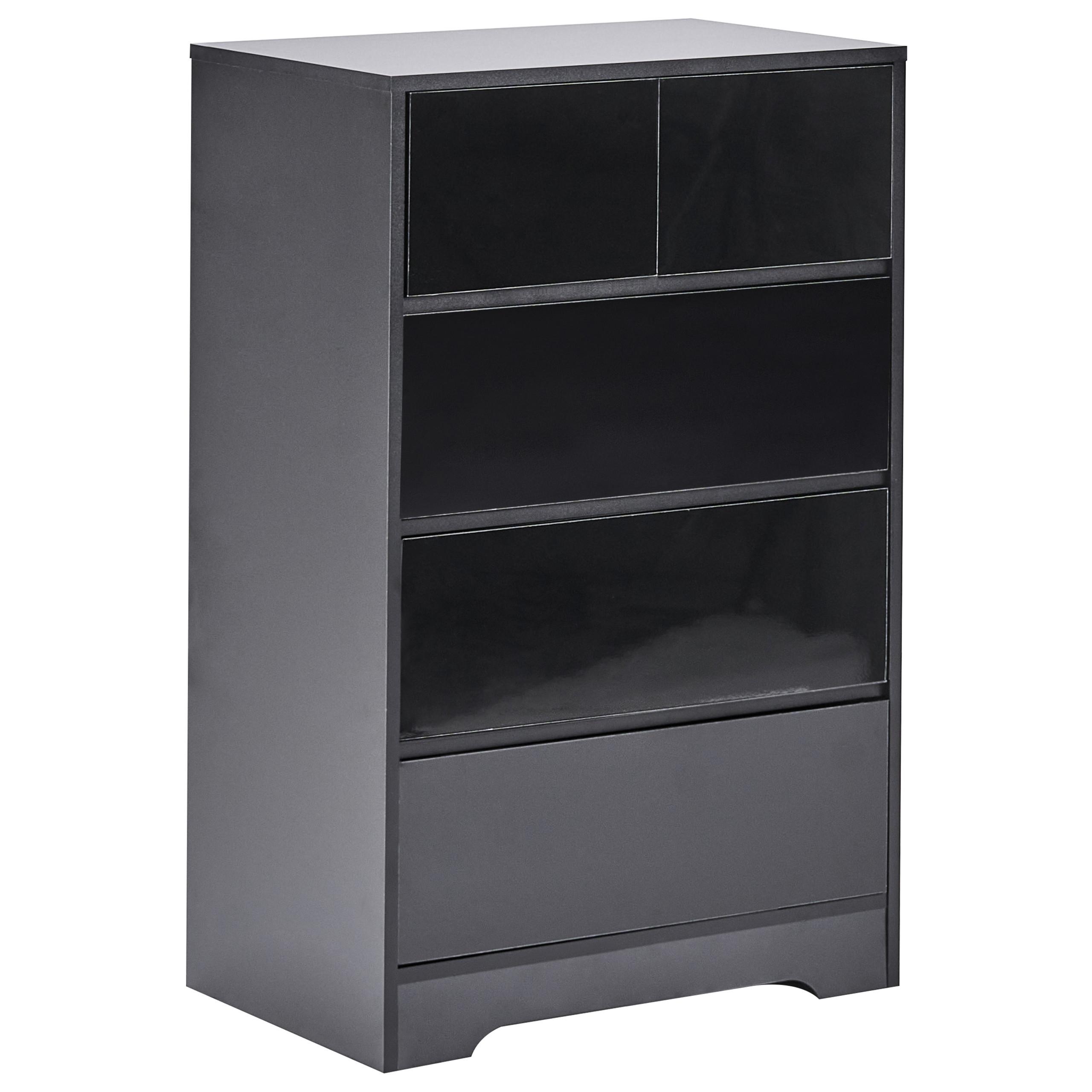 KOMMODE mit 5 Schubladen Schwarz Alberta - Schwarz, Holzwerkstoff (60/94/38cm) - Beliani