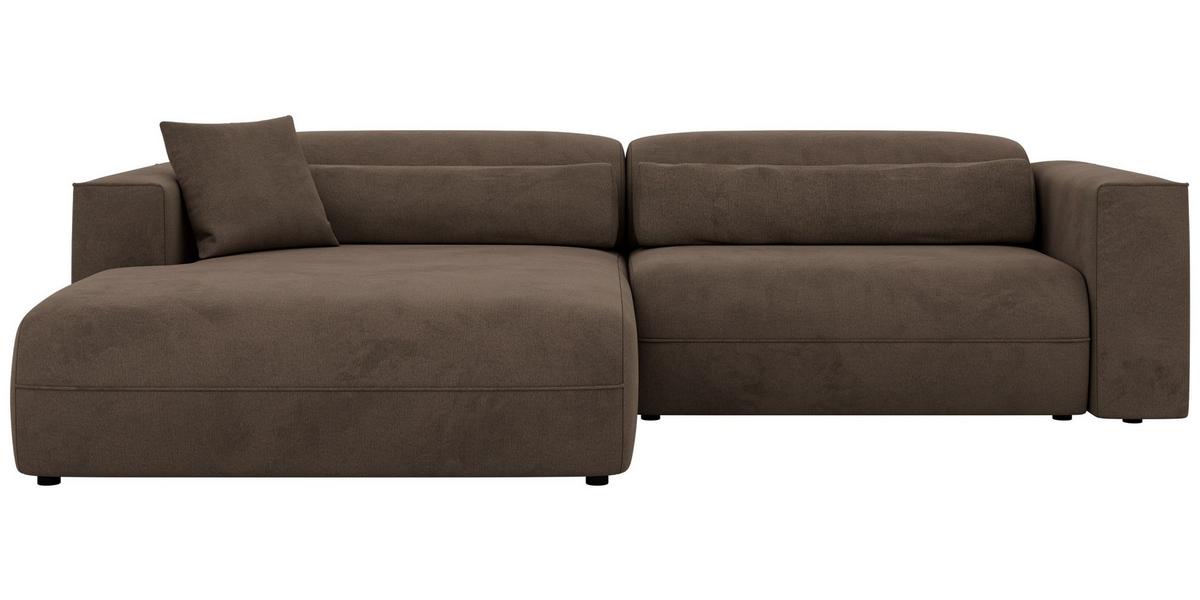 ECKSOFA PAZURRO L - Braun Velvet - Links Seite - Schwarz/Braun, Kunststoff/Textil (288/180cm) - MKS
