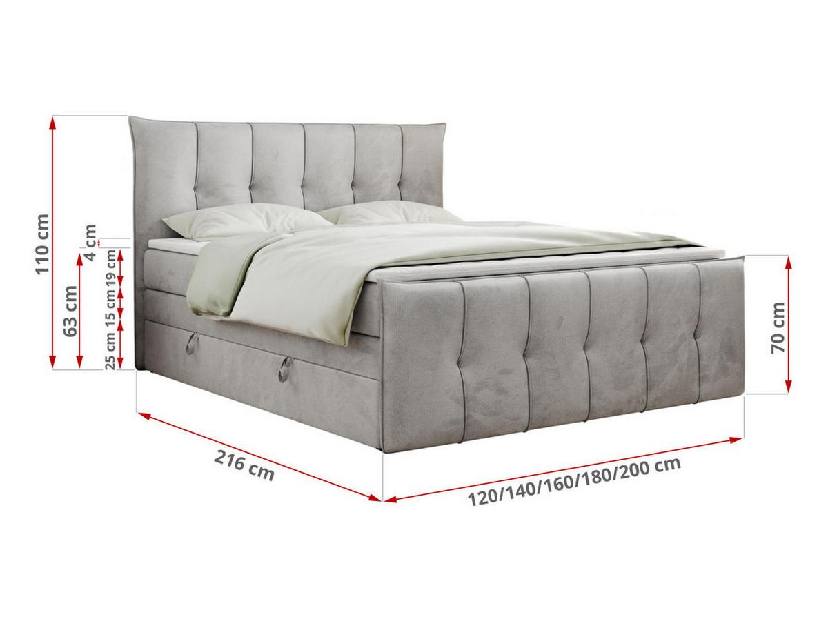 BOXSPRINGBETT PREMIUM 11 KING 120/200 Hellgrau Velvet - H4 - Hellgrau, Holz/Textil (120/200cm) - MKS