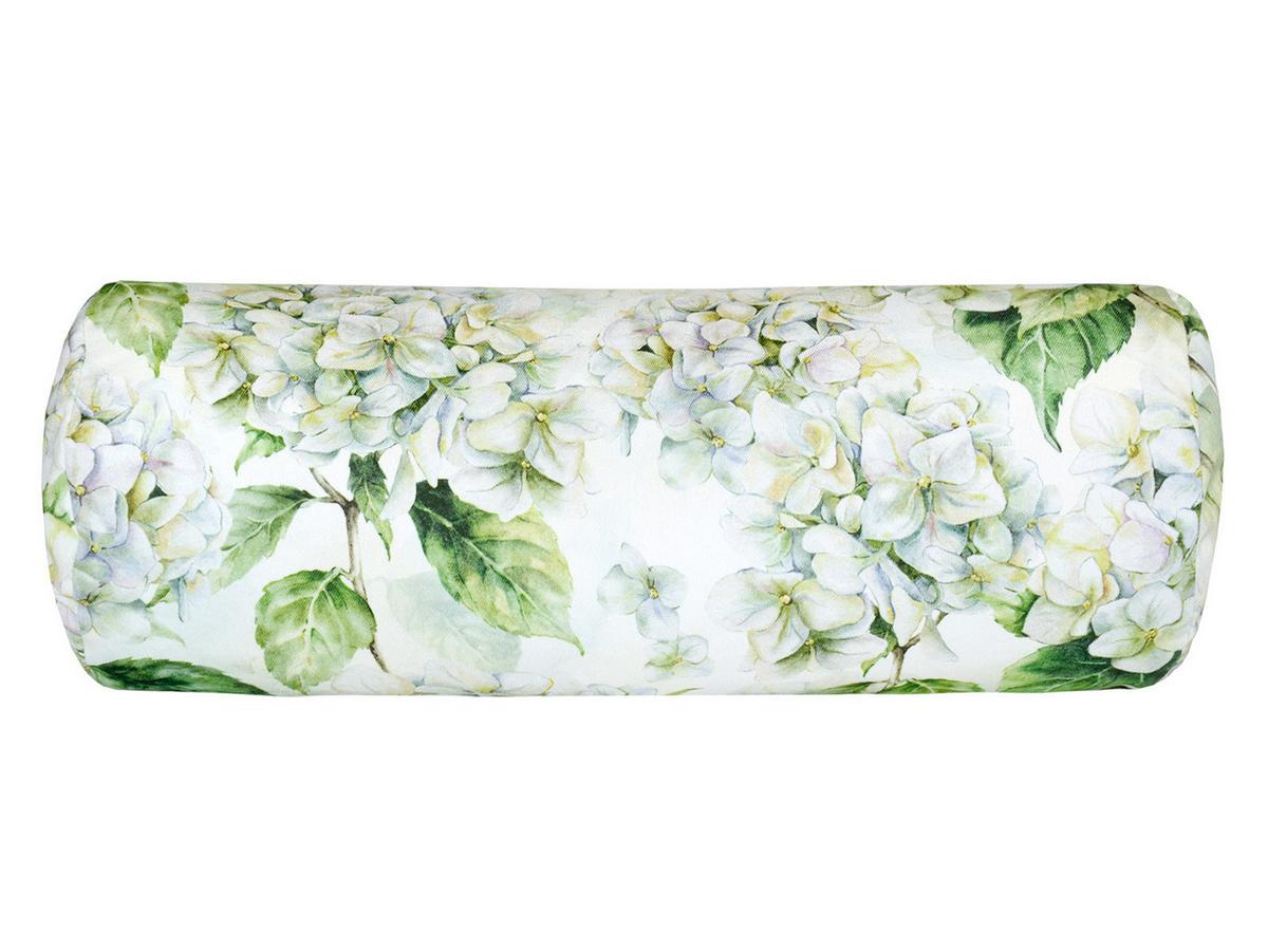 NACKENROLLENHÜLLE Landlust-Hortensie weiß 15/40 cm - Weiß/Grün, Textil (15/40cm) - beties Heimtextil