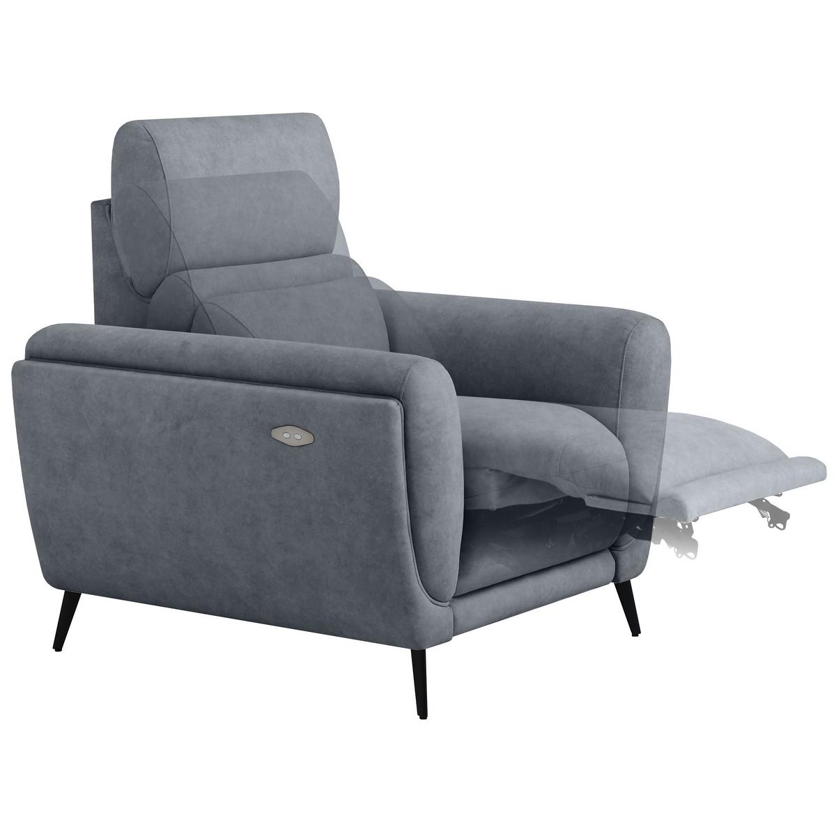 RELAXSESSEL Comfort, mit elektrischer Verstellung und verstellbarer Kopfstütze, Dunkelgrau - Dunkelgrau/Schwarz, Textil (103/97/102cm) - Beautysofa