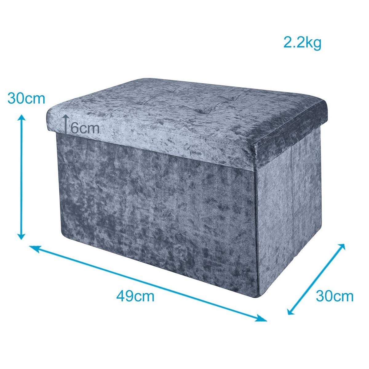SITZBANK Faltbar mit Samtbezug 49/30/30 cm (Grau) - Grau, Karton (30/30/49cm) - Intirilife