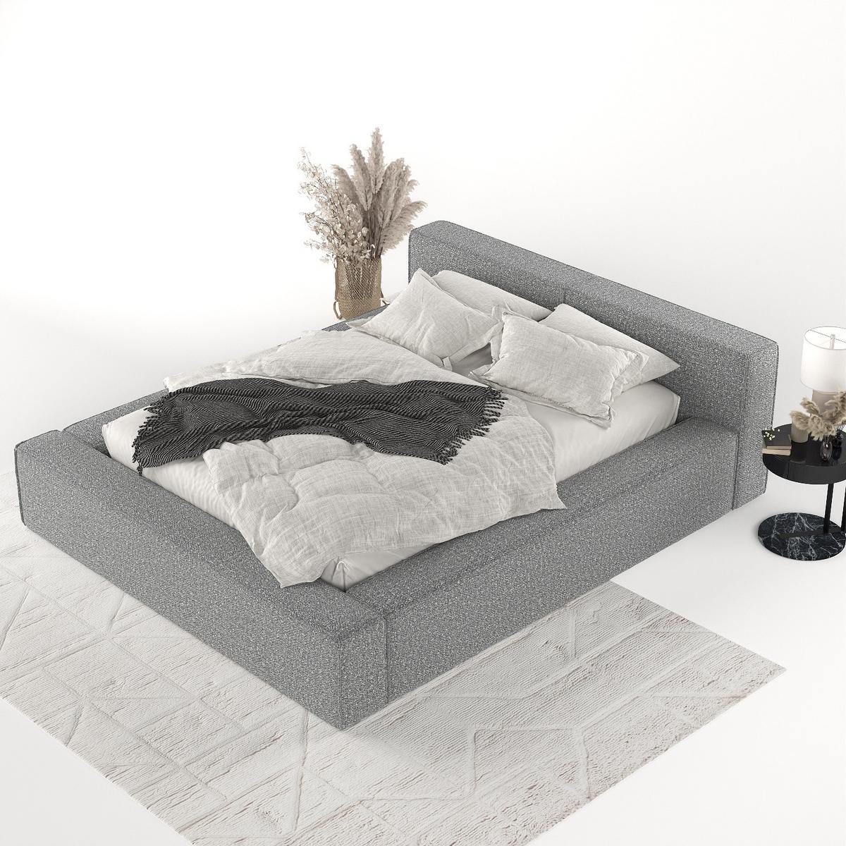 POLSTERBETT Casto mit Stauraum 140/200 cm Hellgrau im Blur Stoff - Hellgrau/Schwarz, Holz/Holzwerkstoff (140/200cm) - AltaBeds