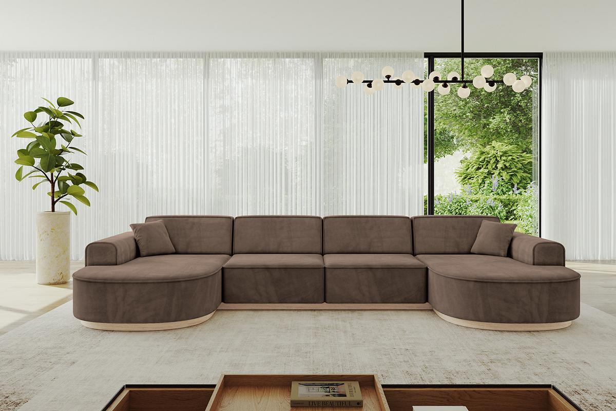 WOHNLANDSCHAFT MARI-U2-v1 - 388x171x83 cm Braun Velours - Braun, Holzwerkstoff/Textil (388/83/171cm) - ALTDECOR