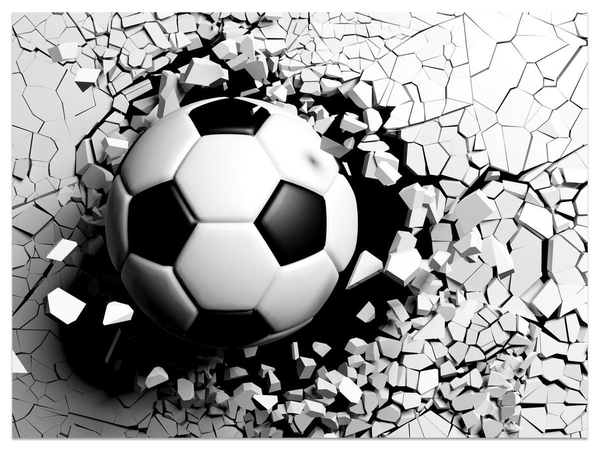 FOTOTAPETE für Wohnzimmer Fußball Betonwand Riss 150x105 - Schwarz/Weiß, Papier (150/105cm) - Muralo