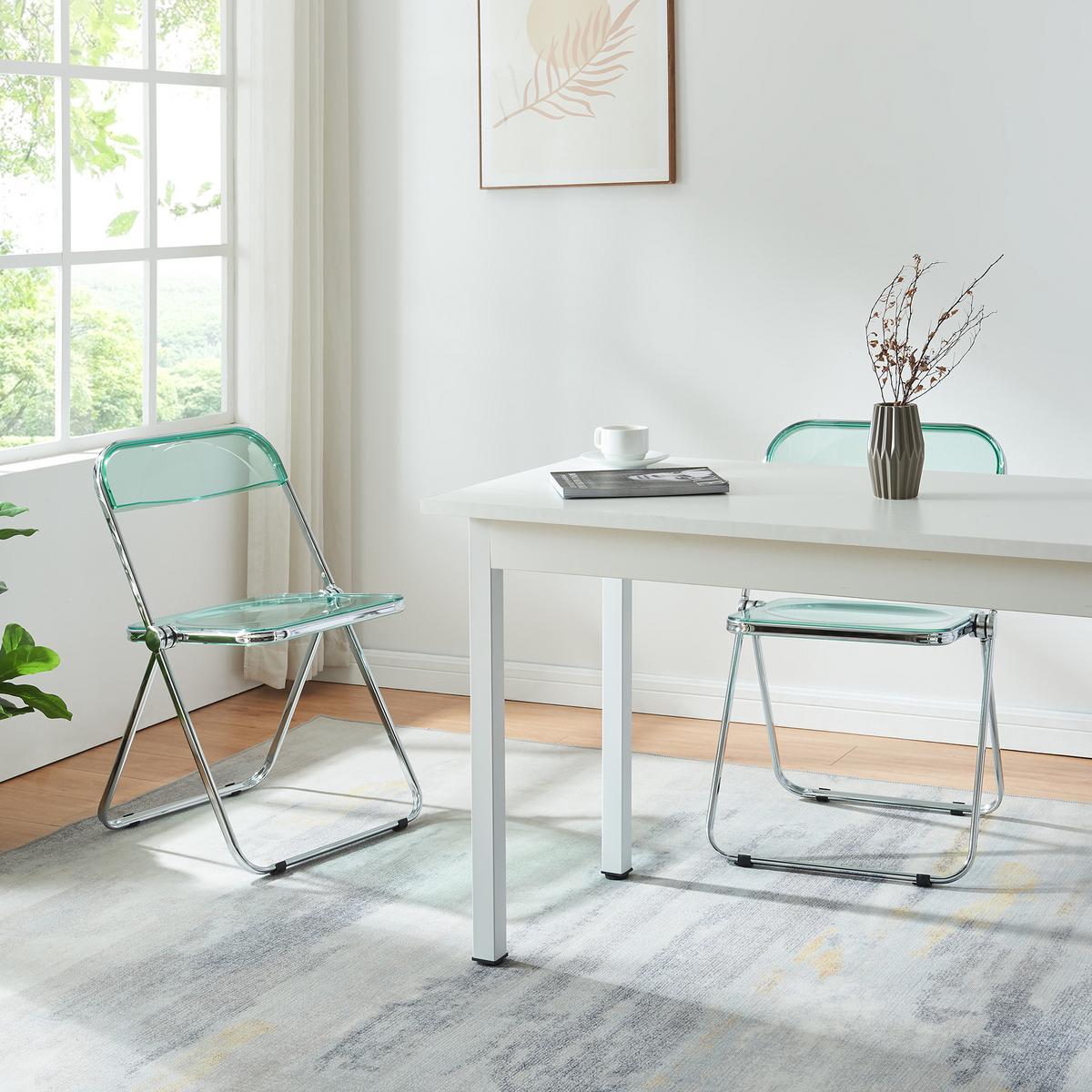 KLAPPSTUHL-SET Pornainen 2 TLG. - Mintgrün, Kunststoff/Metall (46/74/47cm) - [en.casa]